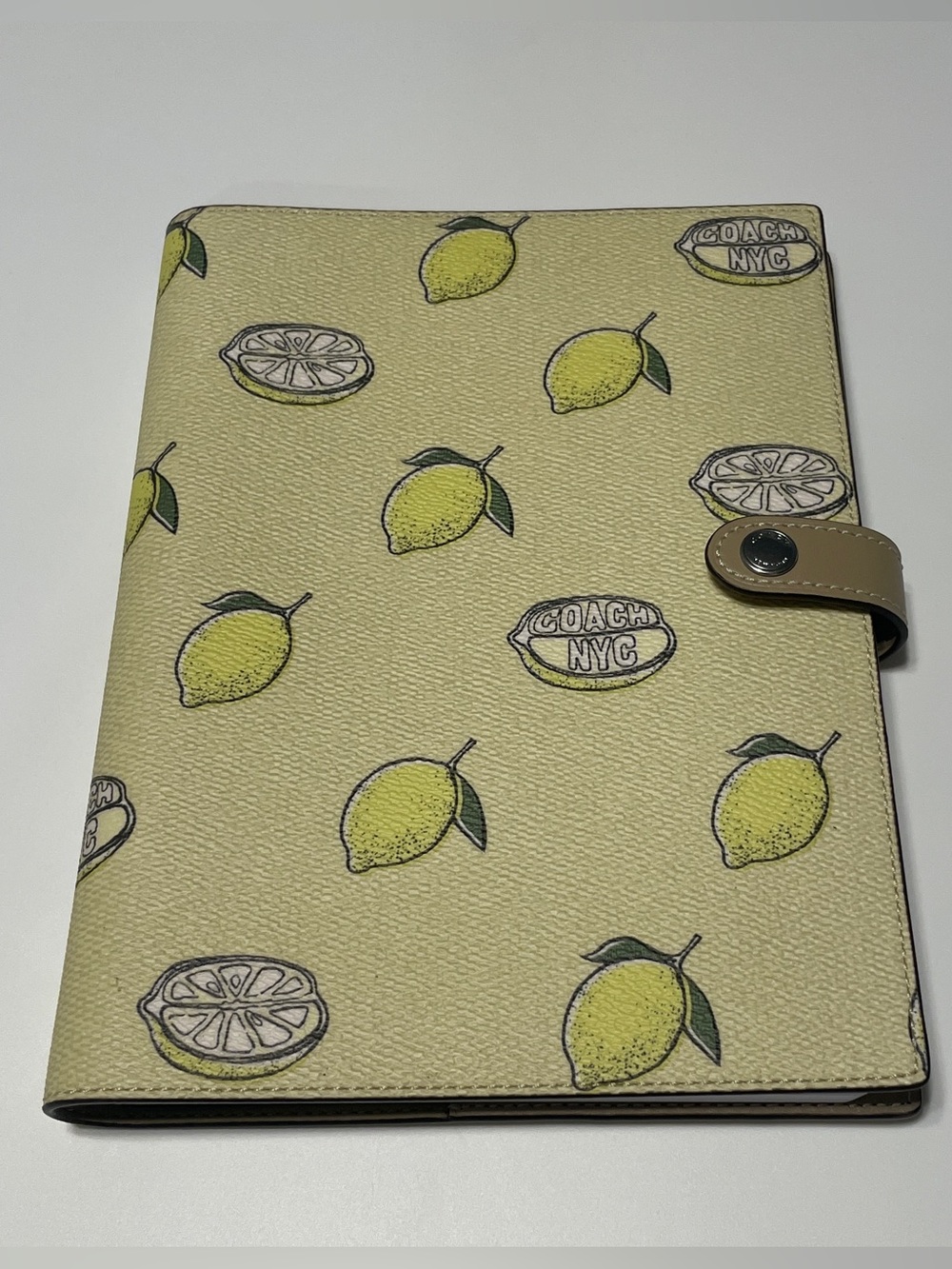 Coach NYC Lemon Print Tab Closure Notebook Cover - Yellow